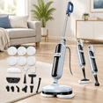 Motorized Scrubbing Steam Mop with Rotating Pads and Multi-Surface ...