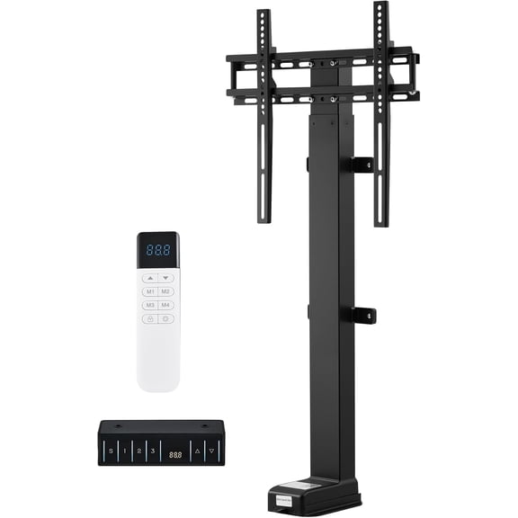 Motorized TV Lift for 32-65 Inch TV Mount Mechanism with Digital Display Remote Control and Memory Setting, Height Adjustable 39-63 Inch,Load Capacity 177 Lbs for Home Office