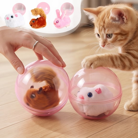 Motorized Walking Rolling Hamster Toy, Interactive Electronic Pet, Mini Stuffed Critter for and Toddlers