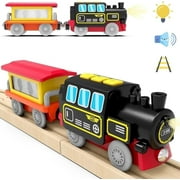 HYPERLIVING Motorized Train for Wooden Track, Electric Train with Magnetic Connection, Battery Operated Locomotive Trains for Toddlers, Compatible with Thomas, Brio, Chuggington