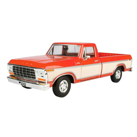 Motormax 1/24 Scale 1979 Ford F-150 Custom Pickup Diecast Car in two tone Red and Cream color