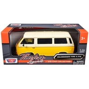 Volkswagen Type 2 T3 Van Yellow and Beige "Timeless Legends" Series 1/24 Diecast Model Car by Motormax