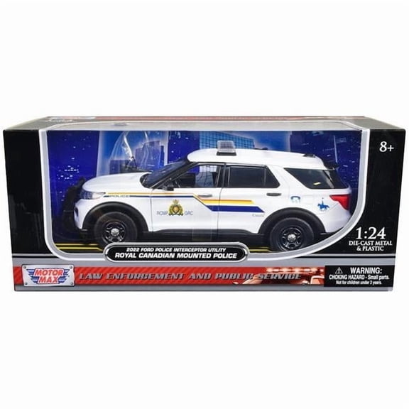 2022 Ford Police Interceptor Utility "RCMP (Royal Canadian Mounted Police)" White 1/24 Diecast Model Car by Motormax