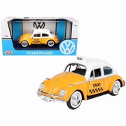 Motormax 1966 Volkswagen Beetle Taxi Yellow w White Top 1/24 Diecast Model Car