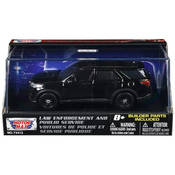 Motormax 79521BB-BK 2022 Ford Police Interceptor Utility Black Unmarked Custom Builders Kit Law Enforcement & Public Service Series 1-43 Scale Diecast Model Car
