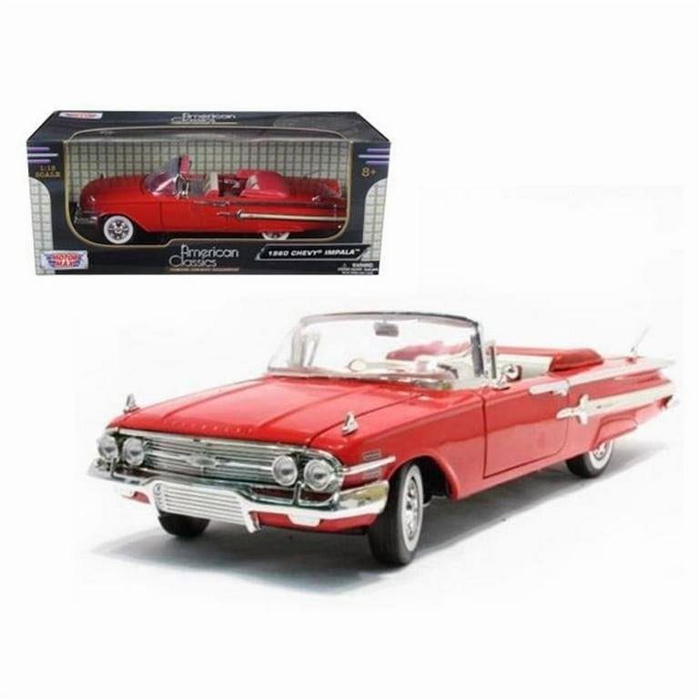 Motormax 1960 Chevrolet Impala Convertible Red 1/18 Scale Diecast
