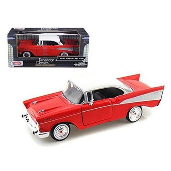 Motormax 73228r 1 by 24 1957 Chevrolet Bel Air Diecast Model Car, Red