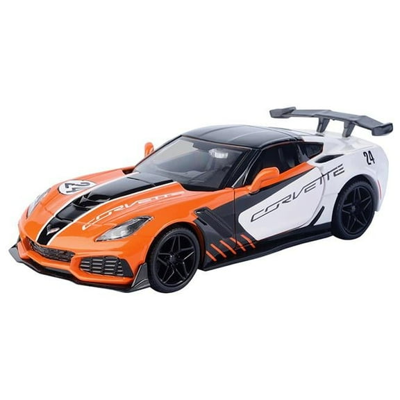Motormax 73796 2019 Chevrolet Corvette ZR1 No.24 Orange & White with Black Graphics GT Racing Series 1-24 Diecast Model Car