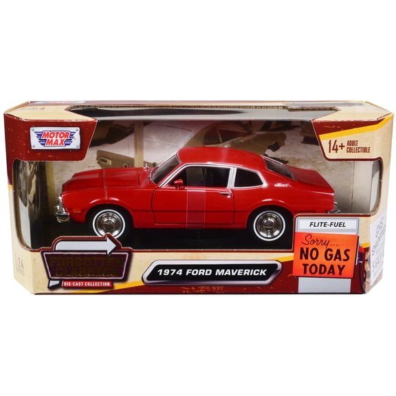 1974 Ford Maverick Red "Forgotten Classics" Series 1 24 Diecast Model Car by Motormax