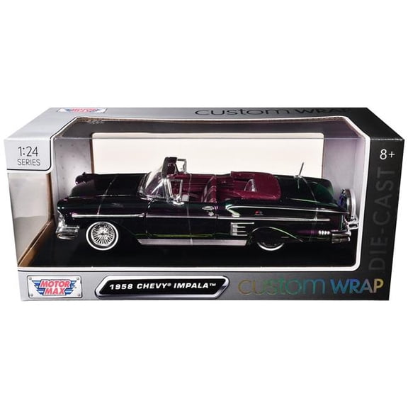 Motormax 79082 1958 Chevrolet Impala Green & Purple Chrome Custom Wrap Series 1-24 Scale Diecast Model Car