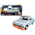 thumbnail image 1 of 1966 Chevrolet C-10 Fleetside Pickup Truck \Gulf\" Light Blue with White Top 1/24 Diecast Model Car by Motormax", 1 of 2