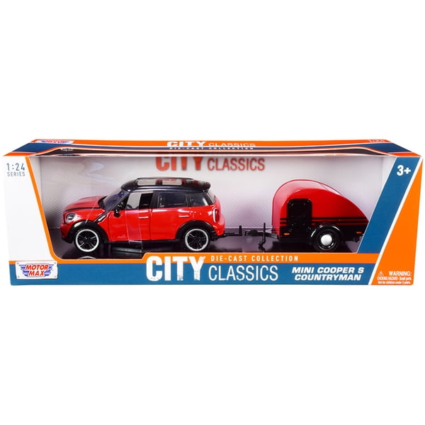 MOTORMAX Mini Cooper S Countryman, Travel Trailer Red and Black, 1