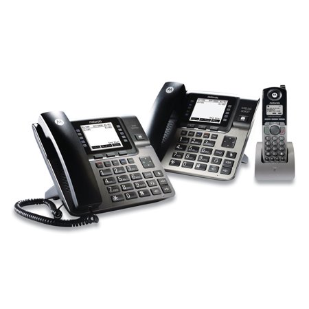 Motorola 1-4 Line Wrls Phone System Bundle, With 1 Deskphone, 1 Cordlss Handset