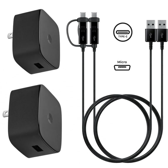 Motorola 2-Pack 15W TurboPower USB Wall Chargers with 2-in-1 USB-C ...