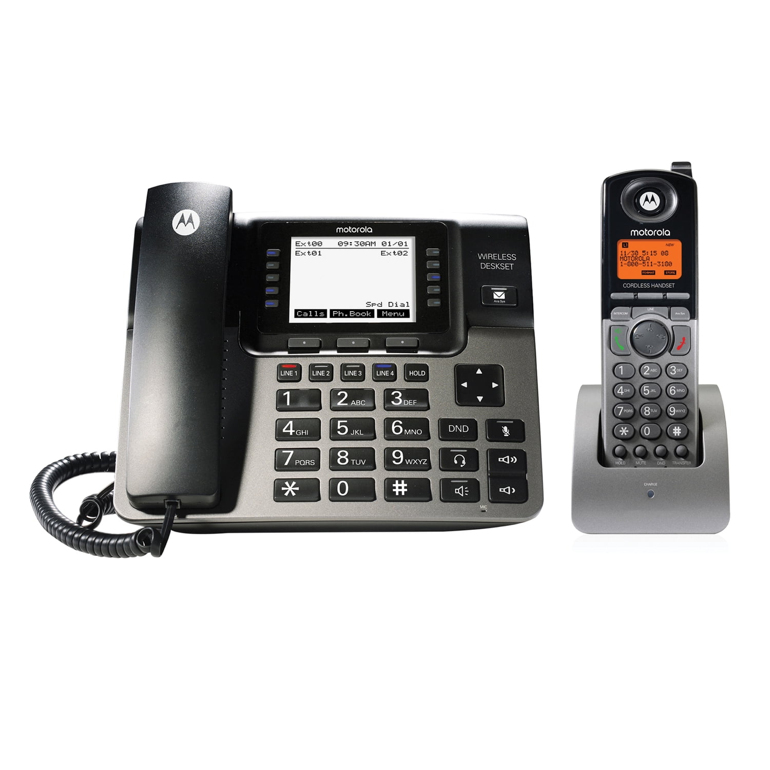 Motorola 4Line 2Handset Corded/Cordless Phone System with Digital