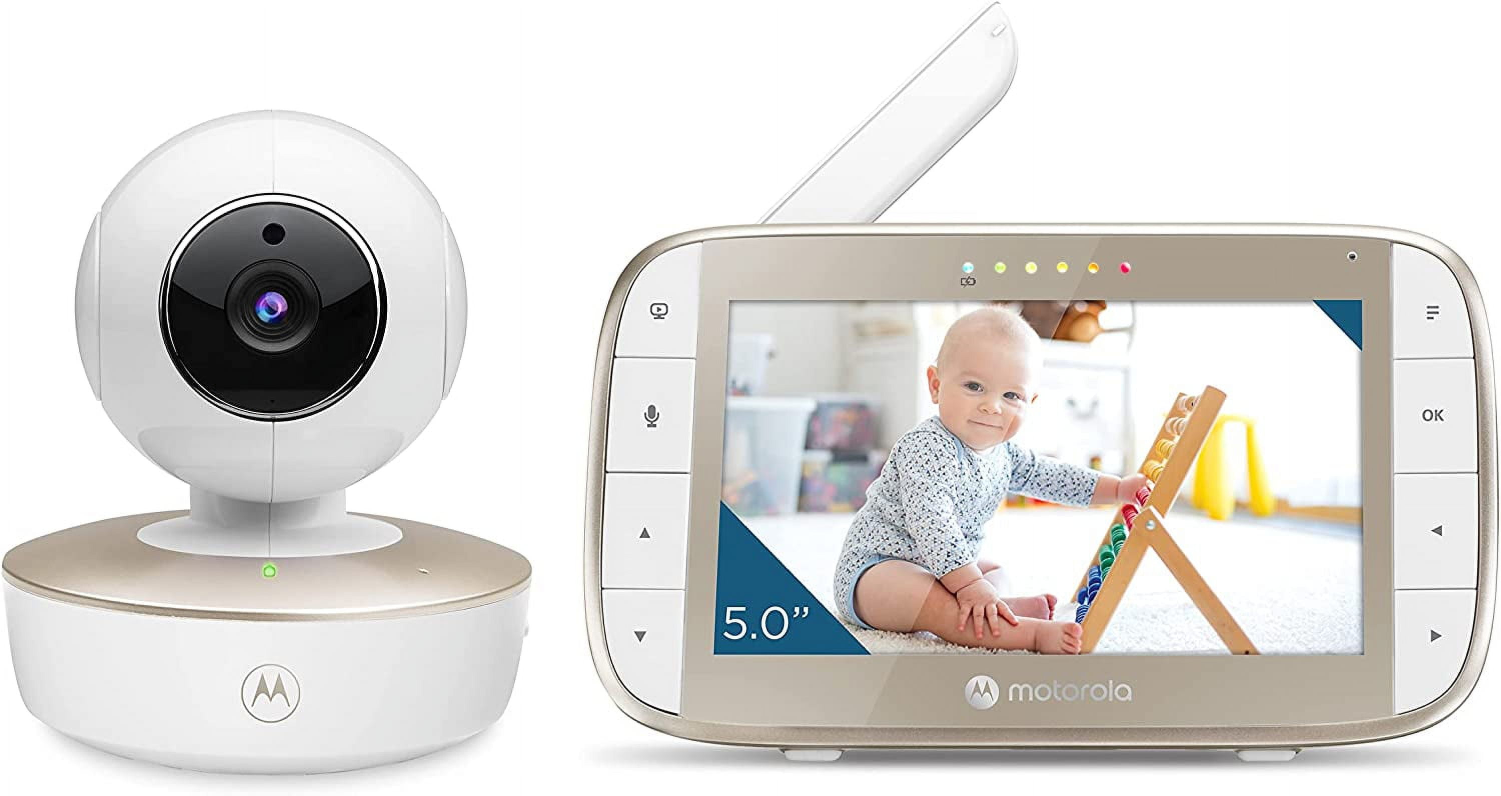 HelloBaby Upgrade Monitor, 5''Sreen with 30-Hour Battery, Pan-Tilt-Zoom  Video Baby Monitor with Camera and Audio, Night Vision, VOX, 2-Way Talk, 8  Lullabies and 1000ft Range No WiFi, Ideal Gifts 
