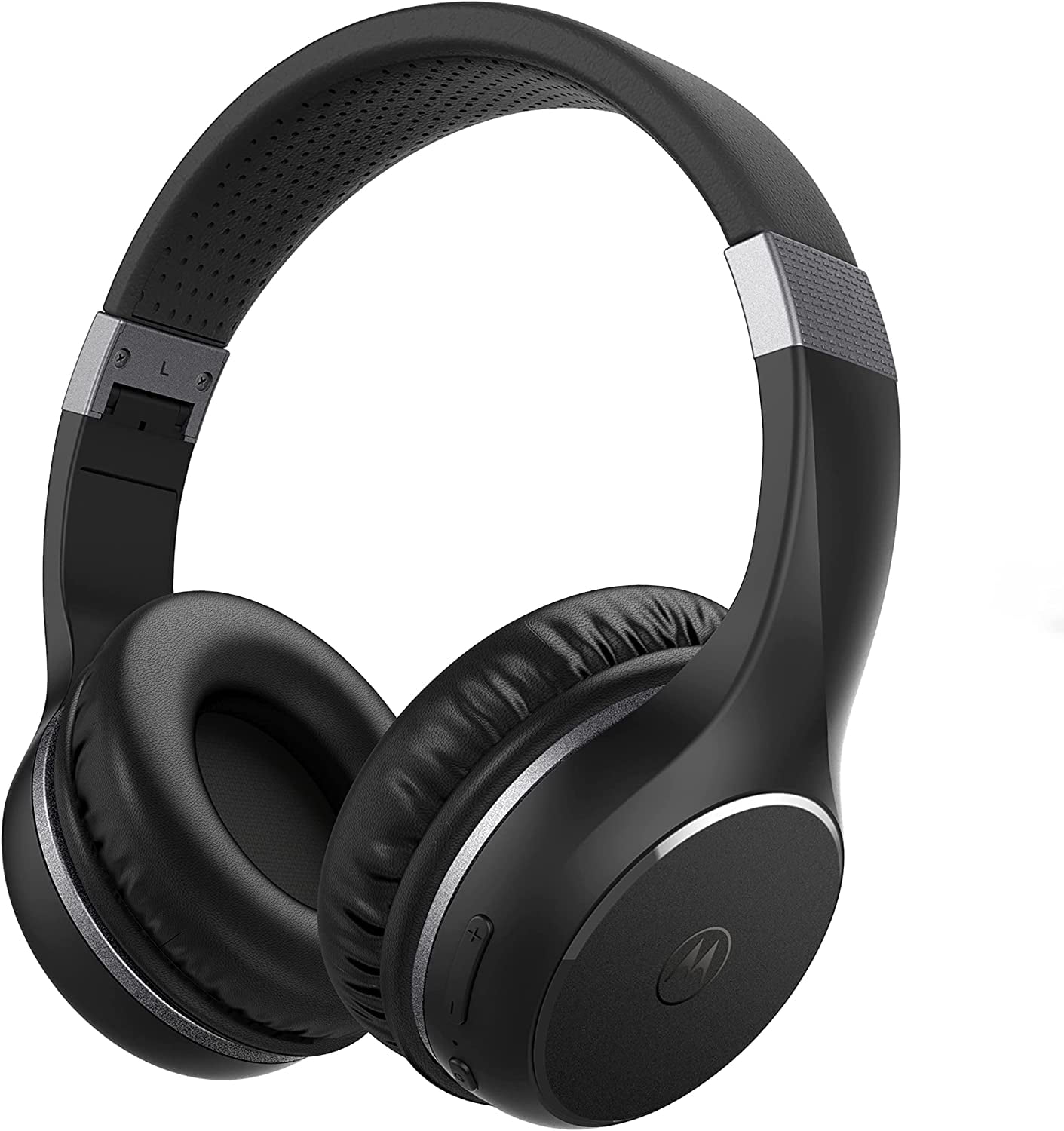 Motorola Bluetooth Wireless Headphones with Microphone, Moto XT220 Over-Ear Headphones in-Line Control for Calls - Foldable Head Phones, Adjustable Headband - Dynamic Bass, Clear Sound - Black