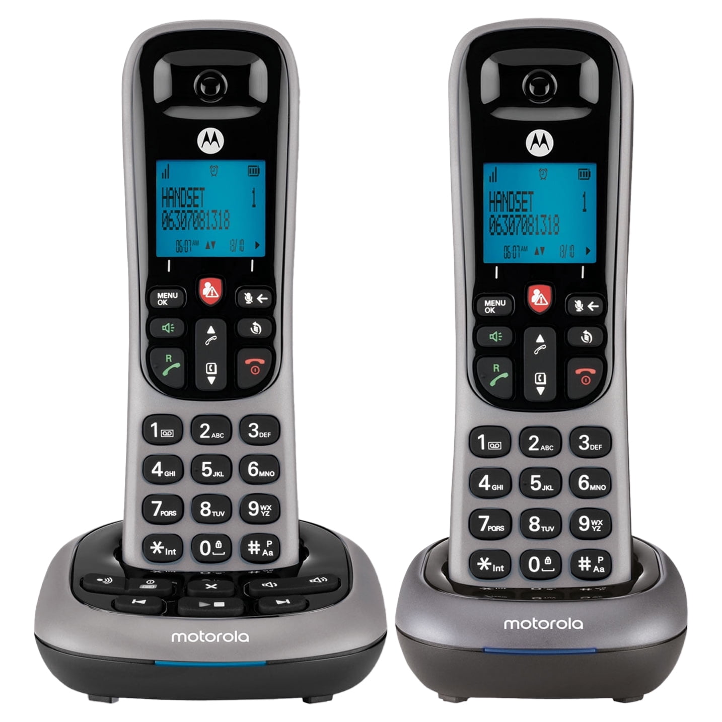 Motorola CD4012 - cordlss phone - answering system with caller ID - DECTGAP - 3-way call capability - black, silver + additional handset