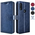 thumbnail image 1 of Motorola E 2020 Case, Motorola Moto E 2020 Wallet Case, Tekcoo Premium [RFID Blocking] Cash ID Credit Card Slots Holder Carrying Vegan Leather Folio Flip Cover Cases [Navy Blue], 1 of 7