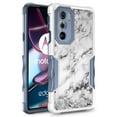 thumbnail image 1 of Motorola Edge 2022 Case, Rosebono Hybrid Dual Layer Graphic Design Pattern Heavy Duty Protection Case For Motorola Edge 2022 (White Marble), 1 of 4