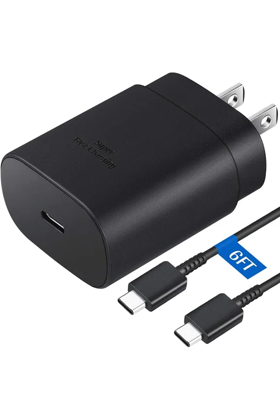 for Motorola Edge (2022) Super Fast Charger USB Type C Kit, PD 25W Type C Wall Charger and USB C to USB C Fast Charging Cable - Cable is 6 Feet LONG - Black