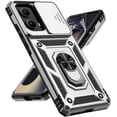 thumbnail image 1 of for Motorola Edge 2024 Case with Slide Camera Cover HD Screen Protector [Military Grade Drop Tested] Magnetic Ring Holder Kickstand Protective Phone Case for Motorola Moto Edge 2024, Silver, 1 of 17