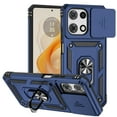 thumbnail image 1 of for Motorola Edge 2024 Case, Soft TPU & Hard PC Anti-scratch Sliding Cover Full Protection Ring Stand Rotating Kickstand Holder Magnetic Shockproof Phone Case Cover, Blue, 1 of 9