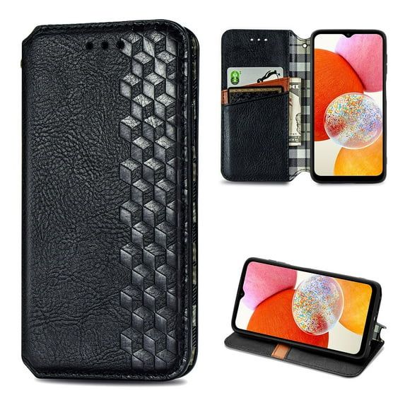for Motorola Edge 2024 Wallet Case, Vintage PU Leather Flip Case with Card Holder Kickstand Hidden Magnet Folio Case Book Cover Compatible with Motorola Edge 2024 - Black