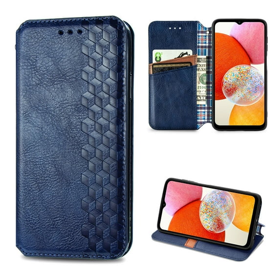 for Motorola Edge 2024 Wallet Case, Vintage PU Leather Flip Case with Card Holder Kickstand Hidden Magnet Folio Case Book Cover Compatible with Motorola Edge 2024 - Blue
