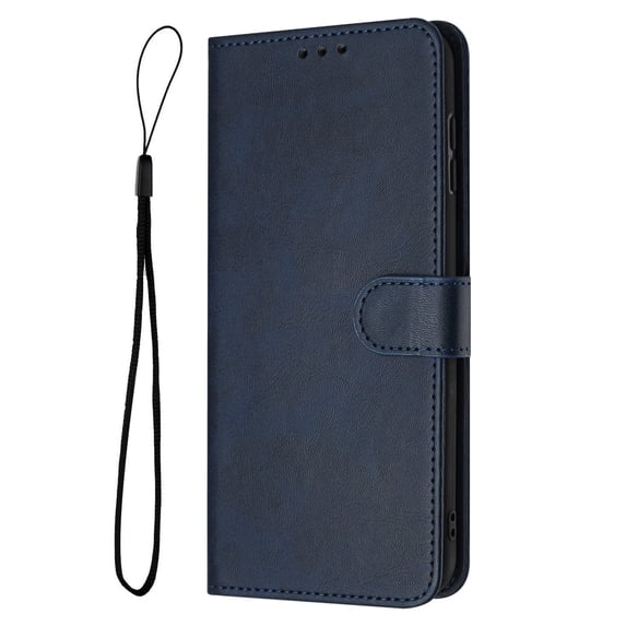 For Motorola Edge (2024) phone Wallet Case, PU Leather Flip Phone Case Wallet Cover with Card Slot Holder Kickstand with Hand Strap for Motorola Edge (2024) Shockproof Rugged Phone Case,Darkblue