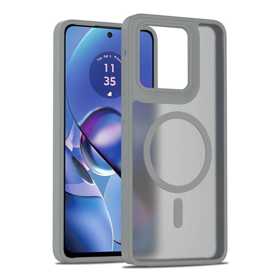 for Motorola Edge (2025) Case: Magnetic Translucent Matte Shockproof Slim Compatible with MagSafe - Military Grade Drop Proof Hard Back Anti-Fingerprint Protective Cell Phone Cover,Gray