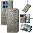 thumbnail image 1 of for Motorola Edge 2025 Case, Premium PU Leather Wallet Case [Cat & Dog & Flowers Embossed] Card Slots Kickstand Magnetic Closure Flip Case Cover for Motorola Edge 2025, Gray, 1 of 10