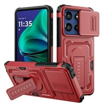 For Motorola Edge (2025) Phone Case,WIth Invisible Kickstand,Sliding Camera Cover,Military Grade Protective Heavy Duty Protection Shockproof Anti-Scratch Rugged Durable Phone Case,Red