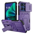 thumbnail image 1 of For Motorola Edge (2025) Phone Case,WIth Invisible Kickstand,Sliding Camera Cover,Military Grade Protective Heavy Duty Protection Shockproof Anti-Scratch Rugged Durable Phone Case,Purple, 1 of 7
