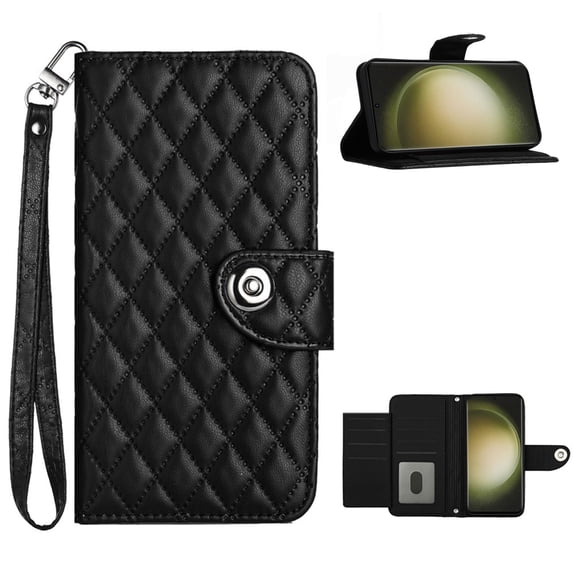 for Motorola Edge 40 Neo Wallet Case, Elegant Card Holder Cash Slot PU Leather Kickstand Wrist Strap Shockproof Protective Flip Women Girls Case Cover for Motorola Edge 40 Neo, Black