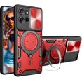 thumbnail image 1 of for Motorola Edge 50 Neo 5G 6.4"  Case with Magnetic Ring Kickstand, Rugged Military Grade Shockproof Heavy Duty Case with Slide Camera Lens Cover for Motorola Edge 50 Neo JS-Red, 1 of 9