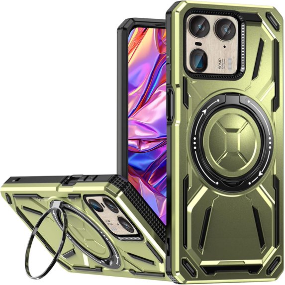 for Motorola Edge 50 Ultra/Moto X50 Ultra Case with 360° Ring Kickstand, Dual Layer Military Grade Heavy Duty Shockproof Protection Phone Case Cover for Motorola Edge 50 Ultra. SHJ-Green