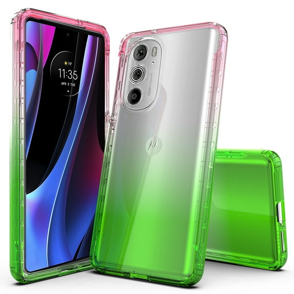 Motorola Edge Plus 2022 Case, Motorola Edge Plus 5G UW Case, Rosebono Hybrid Gradient Protection Case For Motorola Edge Plus 2022 (Red/Green)