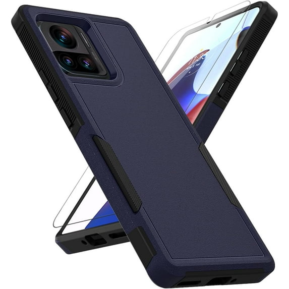 for Motorola Edge Plus 2023 Case: Dual Layer Protective Heavy Duty Cell Phone Cover Shockproof Rugged with Screen Protector - Military Protection Bumper Tough - Motorola Moto Edge+ Plus 2023, Blue