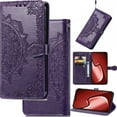 thumbnail image 1 of for Motorola Edge X30/Edge+ 2022 Leather Phone Case, 3D Carved Relief Flower Lace Pattern Folio Flip Cover Kickstand, Floral Card Holder Cash Slot, Magnetic Clasp, Hand Wrist Strap, 1 of 8
