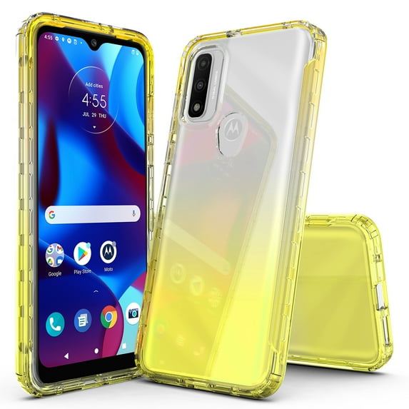 Motorola G Power 2022 Case, Moto G Pure Case, Rosebono Hybrid Gradient Transparent Soft TPU Clear Skin Cover Case For Moto G Power 2022 (Yellow)