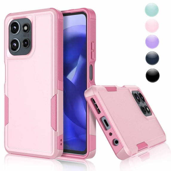 For Motorola G Power 5G 2025 Case, 2 in 1 PC Phone Case for Moto G Power 5G 2025 Case, Njjex Heavy Duty Rubber & Rugged Shockproof Full Body Protection Case Cover - Pink