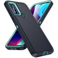thumbnail image 1 of for Motorola G Pure/Moto G Power 2022 Phone Case, Hybrid Hard PC Back + Silicone EVA Shockproof Protective Dustproof Non-Slip Heavy Duty Rugged Phone Case Cover for G Pure/Moto G Power 2022, Blue+Mint, 1 of 7