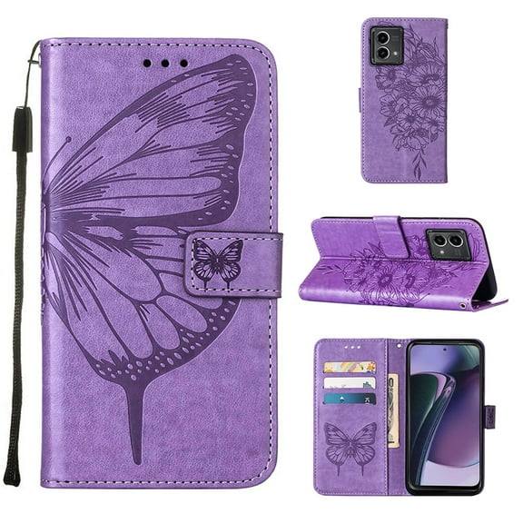 Motorola G Stylus 4G 2023 Case, Magnetic Folio Butterfly Patterned Wallet Case, Premium PU Leather with Wrist Strap Credit Card Holder Slots Kickstand Cover For Motorola G Stylus 4G 2023,
Lightpurple