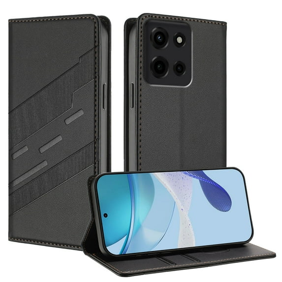 For Motorola G Stylus 5G (2025) PU Leather Wallet Phone Case,Exquisite Embossed Designing,Flip Folio Cover,With Kickstand Credit Card Holders Slots,Magnetic Closure Shockproof Phone Case,Black