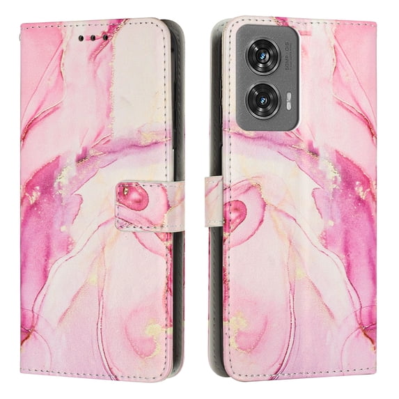 for Motorola G Stylus 5G 2025 Wallet Case for Women Girls, Marble Pattern PU Leather Flip Cover with Card Holder Stand Strap, Shockproof Protective Phone Case for Motorola G Stylus 5G 2025, Rosegold