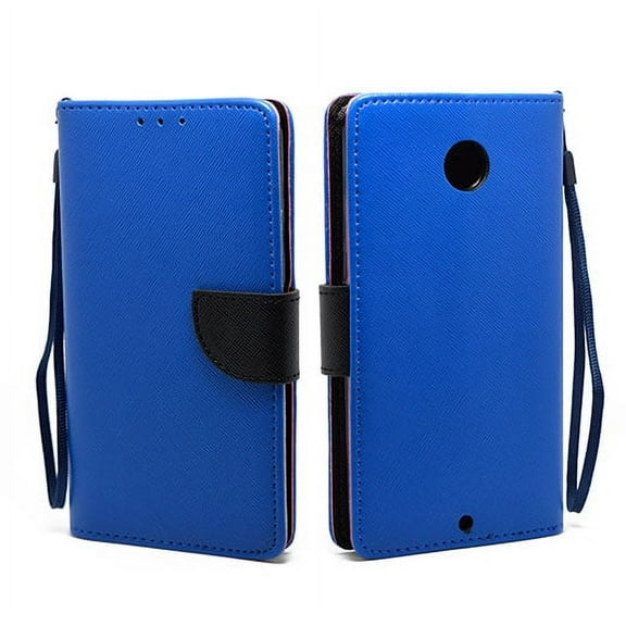 Motorola Google Nexus 6 Leather Wallet Pouch Case Cover Blue