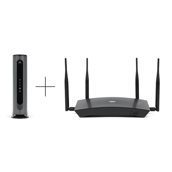 Motorola MB8600 Cable Modem + AC2600 Smart Wi-Fi Router with Extended Range | Approved for Comcast Xfinity, Charter Spectrum, and Cox Separate Modem and Router Bundle