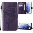 thumbnail image 1 of For Motorola MOTO G Stylus 5G (2021) Case, Magnetic Folio Butterfly Embossed Wallet Case, Premium Leather Wrist Strap Credit Card Holder Slots Kickstand Shockproof Cover, Purple, 1 of 5