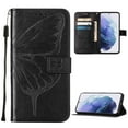 thumbnail image 1 of For Motorola MOTO G Stylus 5G (2021) Case, Magnetic Folio Butterfly Embossed Wallet Case, Premium Leather Wrist Strap Credit Card Holder Slots Kickstand Shockproof Cover, Black, 1 of 5